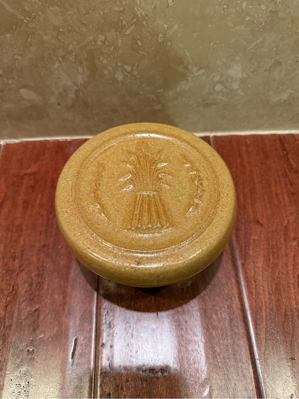 Pigeon Forge Pottery Wheat Crock D. Ferguson Dish With Lid- Tan Brown Stoneware